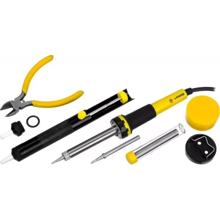 Набор STAYER &quot;PROFI&quot; для паяльных работ, паяльник 55300 + подставка + припой + жало сменное + шприц + насадка на жало + канифоль + кусачки, 60 Вт 55314-60-H8 купить в Кургане