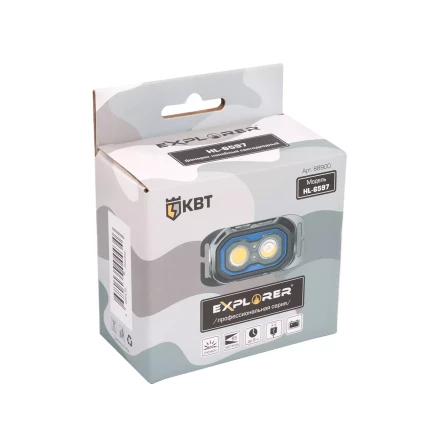 Фонарик налобный светодиодный со встроенным аккумулятором КВТ HL-6597 (88900) купить в Кургане