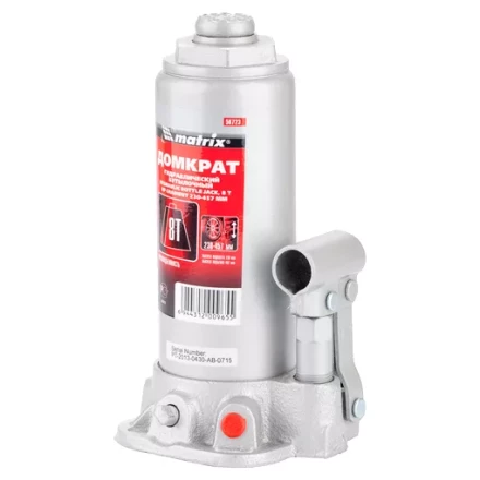 Домкрат гидравлический бутылочный 8 т h подъема 230–457 мм  MATRIX MASTER 50723 купить в Кургане