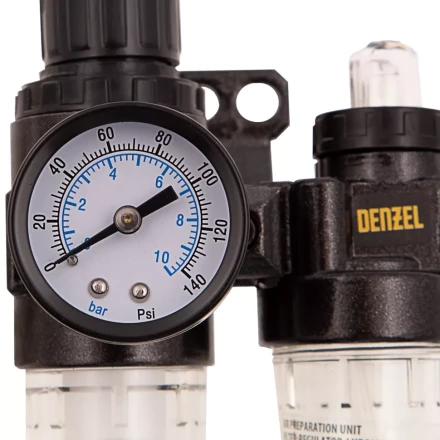 Блок подготовки воздуха регулятор-фильтр-лубрикатор FLR1500, 10 бар, 1500 л/мин, 1/4&quot; Denzel 57469 купить в Кургане