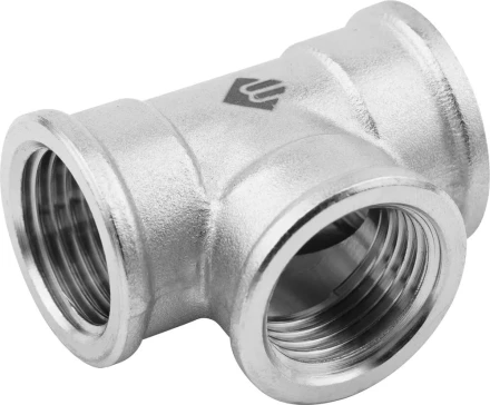 Тройник ЗУБР &quot;ЭКСПЕРТ&quot;, никелированная латунь, г/г/г, 1/2&quot; 51252-1/2 купить в Кургане