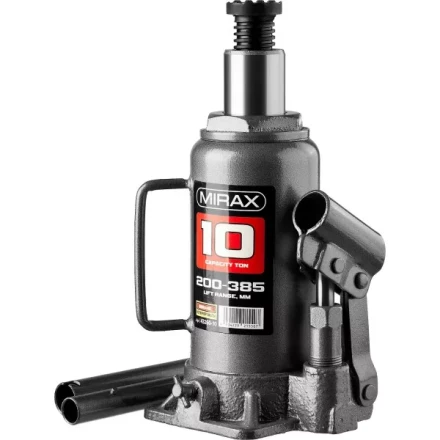 Домкрат гидравлический бутылочный, 10т, 200-385 мм, MIRAX 43260-10 43260-10 купить в Кургане