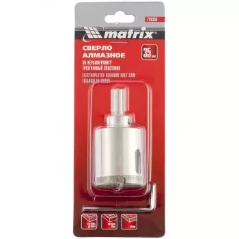 Сверло алмазное по керамограниту 35 х 67 мм 3-гранный хвостовик MATRIX 726353 купить в Кургане