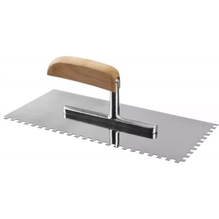 Гладилка нержавеющая ЗУБР &quot;ПРОФЕССИОНАЛ&quot; с деревянной ручкой, зубчатая, 6х6мм, 130х280мм 0806-06_z01 купить в Кургане