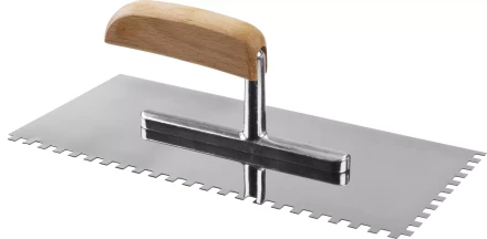 Гладилка нержавеющая ЗУБР &quot;ПРОФЕССИОНАЛ&quot; с деревянной ручкой, зубчатая, 6х6мм, 130х280мм 0806-06_z01 купить в Кургане