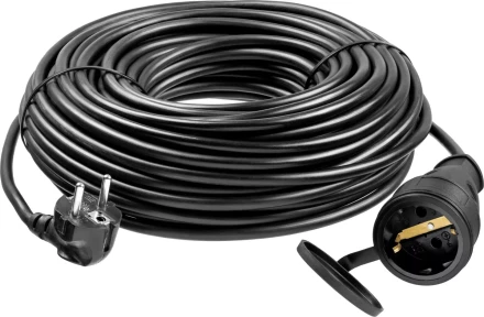 Удлинитель-шнур &quot;ПВС 315-Ш&quot;, 30 м, 3500 Вт, 1 гнездо, IP44, ПВС 3х1,5 мм2, ЗУБР 55020-30 купить в Кургане