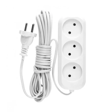 Удлинитель бытовой без заземления 7 м 3 розетки 6 А серия УХ6 Denzel 95928 купить в Кургане