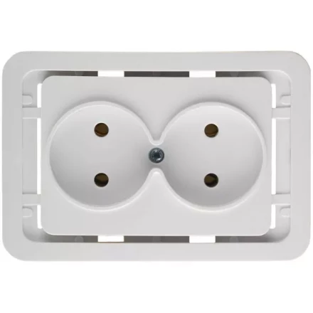 Розетка СВЕТОЗАР &quot;ГАММА&quot; двойная, цвет белый, 16А/~250В SV-54102-W купить в Кургане
