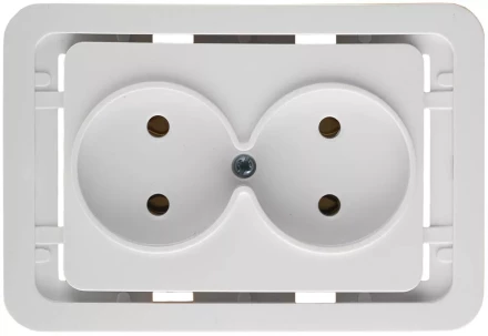 Розетка СВЕТОЗАР &quot;ГАММА&quot; двойная, цвет белый, 16А/~250В SV-54102-W купить в Кургане