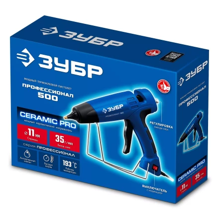 ЗУБР Профессионал 500, d11 мм, 35 г/мин, термоклеевой пистолет электрический (06859-11) купить в Кургане