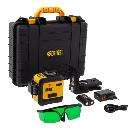 Лазерный уровень мультипризм. LXI 360-2 Green, 30 м, 520 нм, акк. Li 2800 mAh, резьба 1/4&quot;// Denzel 35078 купить в Кургане