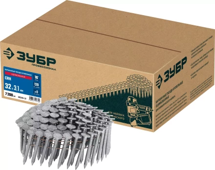 ЗУБР CRN 32 х 3.1 мм, барабанные гвозди кровельные оцинкованные, 7200 шт (305385-32) купить в Кургане