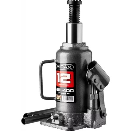 Домкрат гидравлический бутылочный, 12т, 210-400 мм, MIRAX 43260-12 43260-12 купить в Кургане