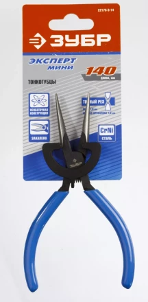 Тонкогубцы ЗУБР &quot;ПРОФЕССИОНАЛ&quot;, хромоникелевая сталь, обливные рукоятки, 140мм 22175-3-14 купить в Кургане