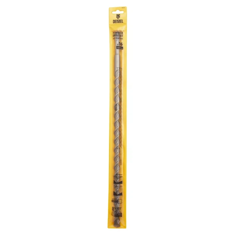 Бур по бетону Denzel, 16 x 460 мм ,двойная спираль, три пылеотводящие кромки, 705040 купить в Кургане
