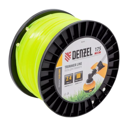 Леска для триммера квадрат Denzel, 2,4мм х 175м, на DIN катушке FLEX CORD, 96292 купить в Кургане