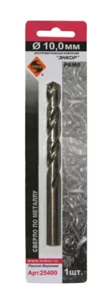Сверло для металла Р6М5 Ф10,0 мм блистер Энкор 25400 купить в Кургане