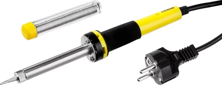 Паяльник PROTerm с двухкомпонентной рукояткой, в комплекте с припоем и подставкой, жало - конус, STAYER Professional 55300-40, 40 Вт 55300-40 купить в Кургане