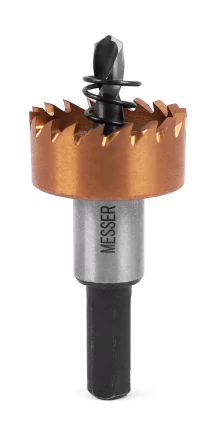HSS-TiN коронка MESSER  27мм с центр. сверлом и толкающей пружиной для  лист. материала  до 2 мм ц/х купить в Кургане