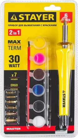 Прибор STAYER &quot;MASTER&quot; для выжигания с набором насадок 7шт и красками 45220 купить в Кургане