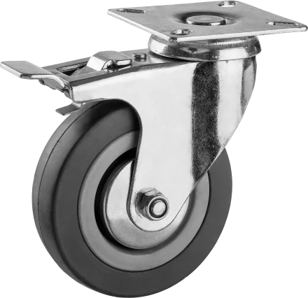 Колеса поворотные с тормозом из литой резины с полипропиленовым диском серия МАСТЕР купить в Кургане