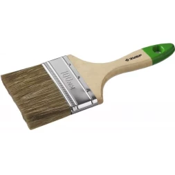 Кисть плоская ЗУБР "ЛАЗУРЬ-МАСТЕР", смешанная щетина, деревянная ручка, 100мм 4-01009-100