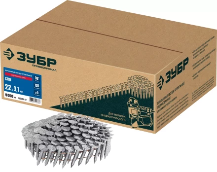 ЗУБР CRN 22 х 3.1 мм, барабанные гвозди кровельные оцинкованные, 9000 шт (305385-22) купить в Кургане