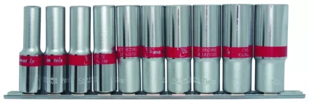 Набор удлиненных торцевых головок 1/2&quot;,  6-ти гр., CrV, 10шт., 10-22мм Matrix 13590 купить в Кургане