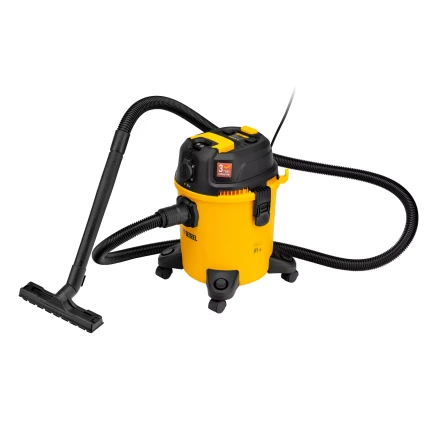 Пылесос строительный RVC20, 1400 Вт, бак 20 л, шланг 3 м, розетка с автосинхр. Denzel 28202 купить в Кургане