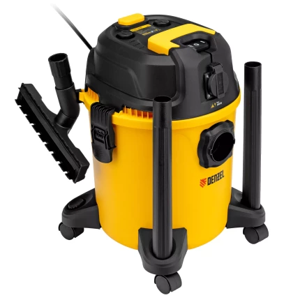 Пылесос строительный RVC20, 1400 Вт, бак 20 л, шланг 3 м, розетка с автосинхр. Denzel 28202 купить в Кургане