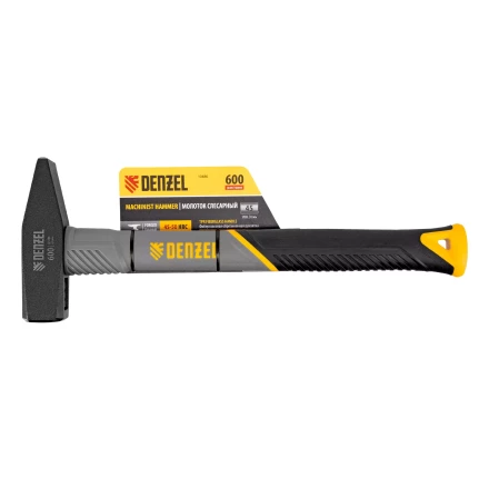 Молоток слесарный, 600 г Denzel, кованый, фибергласовая рукоятка c TPR покрытием, 10486 купить в Кургане