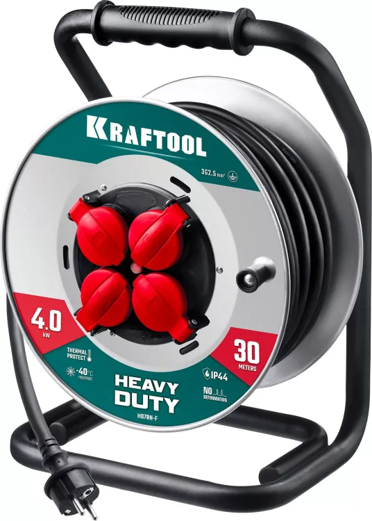 Силовые удлинители на стальной катушке  HEAVY DUTY 4.0, кабель КГ 3х2,5 кв мм 55086-30 купить в Кургане