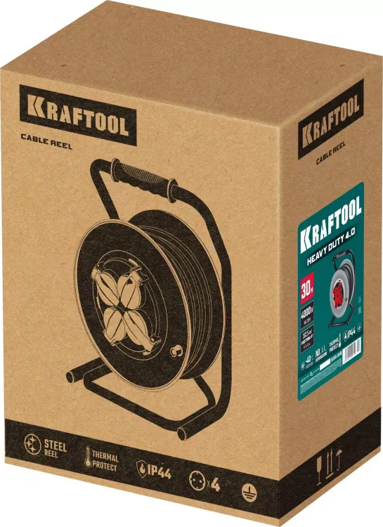 Силовые удлинители на стальной катушке  HEAVY DUTY 4.0, кабель КГ 3х2,5 кв мм 55086-30 купить в Кургане
