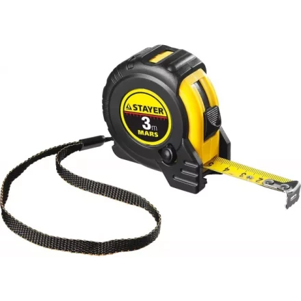 Рулетка STAYER "PROFI" "MARS", обрезиненный корпус, утолщенное полотно, 3мх16мм 34131-03_z01 купить в Кургане