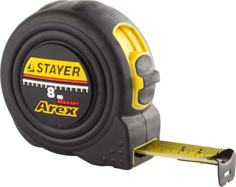 Рулетка STAYER "PROFI" "AREX", двухкомпонентный противоударный корпус, упрочненное полотно, 8м/25мм 3410-08_z01 купить в Кургане
