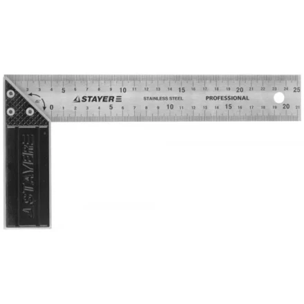 Угольник STAYER &quot;PROFI&quot; столярный, гравированная шкала, нержавеющее полотно 37мм, 250мм 3431-25_z01 купить в Кургане