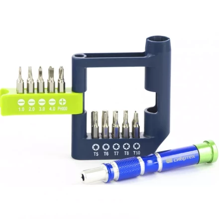 Отвёртка для точных работ с набором бит 21 штук CrV Сибртех 13334 купить в Кургане