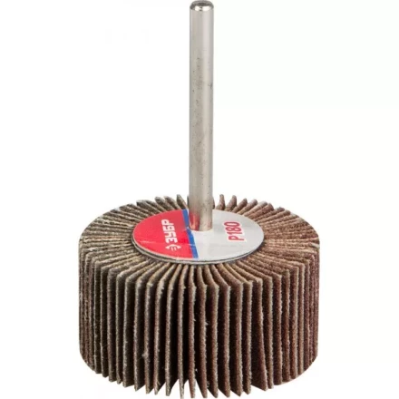 Круг шлифовальный ЗУБР &quot;МАСТЕР&quot; веерный лепестковый, на шпильке, тип КЛО, зерно-электрокорунд нормальный, P180, 15х30мм 36600-180 купить в Кургане