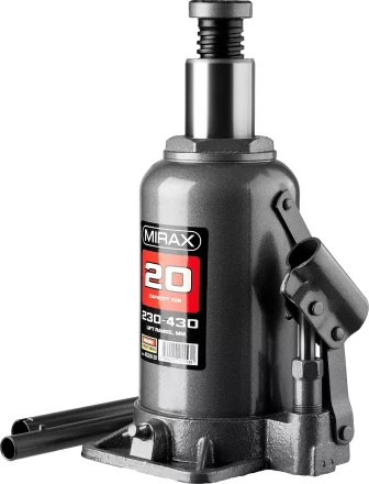 Домкрат гидравлический бутылочный, 20т, 230-430 мм, MIRAX 43260-20 43260-20 купить в Кургане