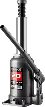 Домкрат гидравлический бутылочный, 20т, 230-430 мм, MIRAX 43260-20 43260-20 купить в Кургане