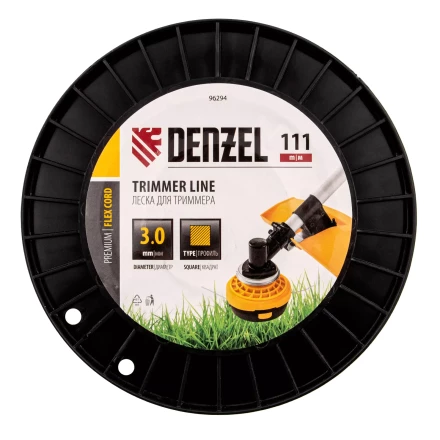 Леска для триммера квадрат Denzel, 3,0мм х 111м, на DIN катушке FLEX CORD, 96294 купить в Кургане