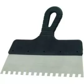 Шпатель из нержавеющей стали 150 мм зуб 6х6 мм пластмассовая ручка Россия 85115 купить в Кургане