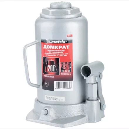 Домкрат гидравлический бутылочный 20 т h подъема 242–452 мм  MATRIX MASTER 50731 купить в Кургане