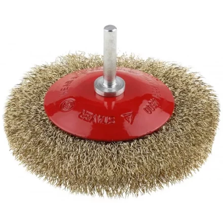 ЗУБР &quot;ПРОФЕССИОНАЛ&quot;. Щетка коническая для дрели, витая латунированная стальная проволока 0,3мм, 100мм 35233-100_z02 купить в Кургане