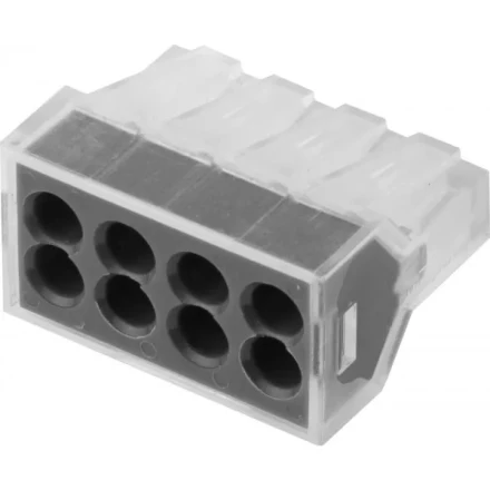 Клемма СВЕТОЗАР соединительная, 8-и проводная, 400В, 24А, 0,75-2,5мм2, 2шт 49170-8 купить в Кургане