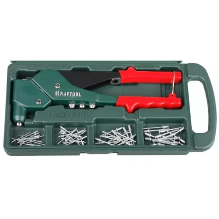 Заклепочник поворотн. 360°, KRAFTOOL "RX-7" 31176-H6, d=2,4-4,8 мм - Al и сталь, d=2,4-4,0 - нерж сталь, в боксе, с набором заклепок 31176-H6 купить в Кургане