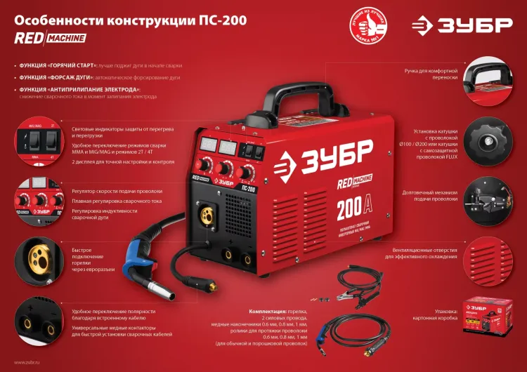Полуавтомат сварочный инверторный МIG-MAG c функцией ММА ПС-200 серия МАСТЕР купить в Кургане