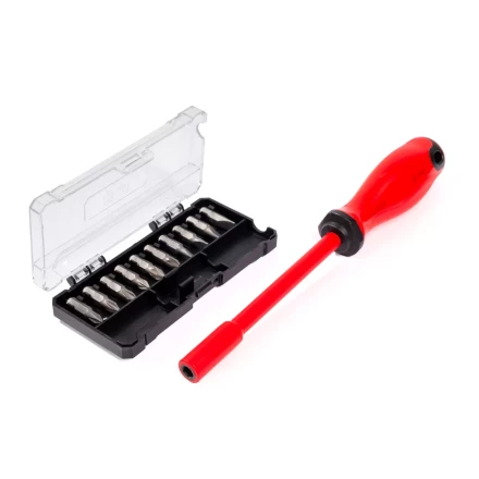 Диэлектрическая отвертка КВТ VDE НИО-2210 со сменными битами S2, профиль SL, PH, PZ, 10 шт. (88928) купить в Кургане