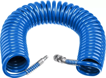 ЗУБР 15 м, 6 х 8 мм, 15 бар, воздушный спиральный шланг с фитингами рапид, Профессионал (6473-15) купить в Кургане