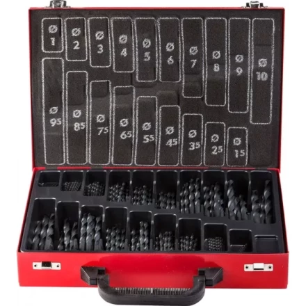 Набор ЗУБР &quot;ТЕХНИК&quot;: Свёрла по металлу парооксидированных, быстрорежущая сталь, в мет. боксе, 1-10мм, шаг-0,5, 170 предм. 4-29605-H170-M купить в Кургане